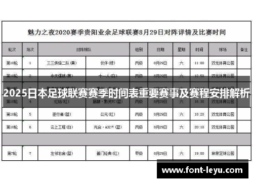 2025日本足球联赛赛季时间表重要赛事及赛程安排解析