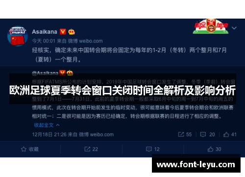 欧洲足球夏季转会窗口关闭时间全解析及影响分析